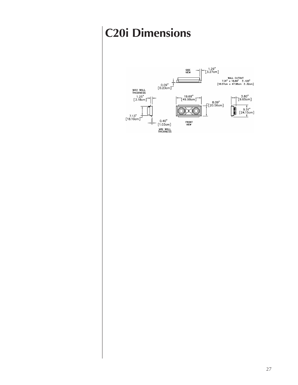 C20i dimensions | Wisdom Audio Sage Series C20 User Manual | Page 27 / 30