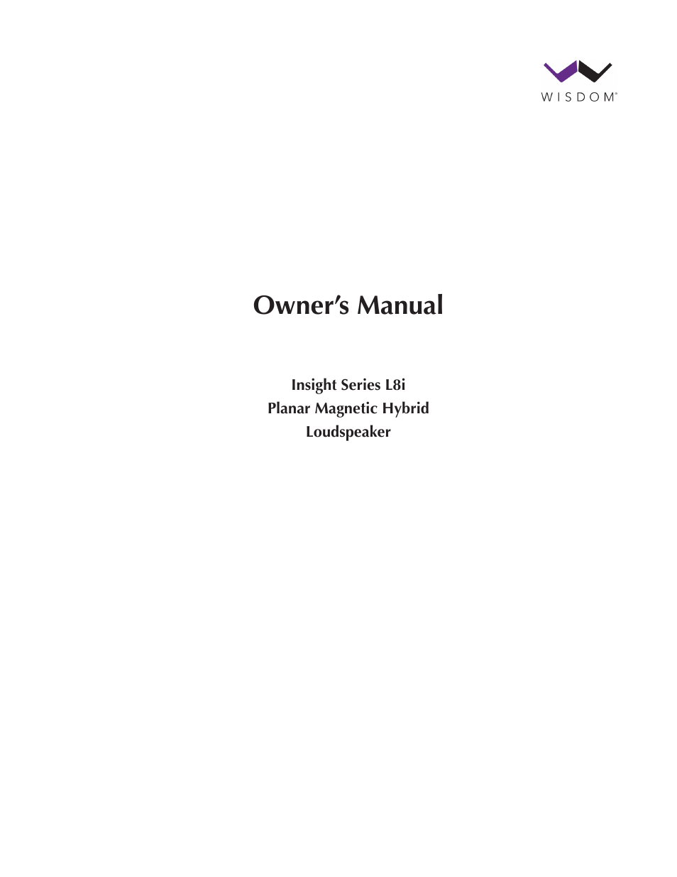 Wisdom Audio Insight Series L8i User Manual | 18 pages