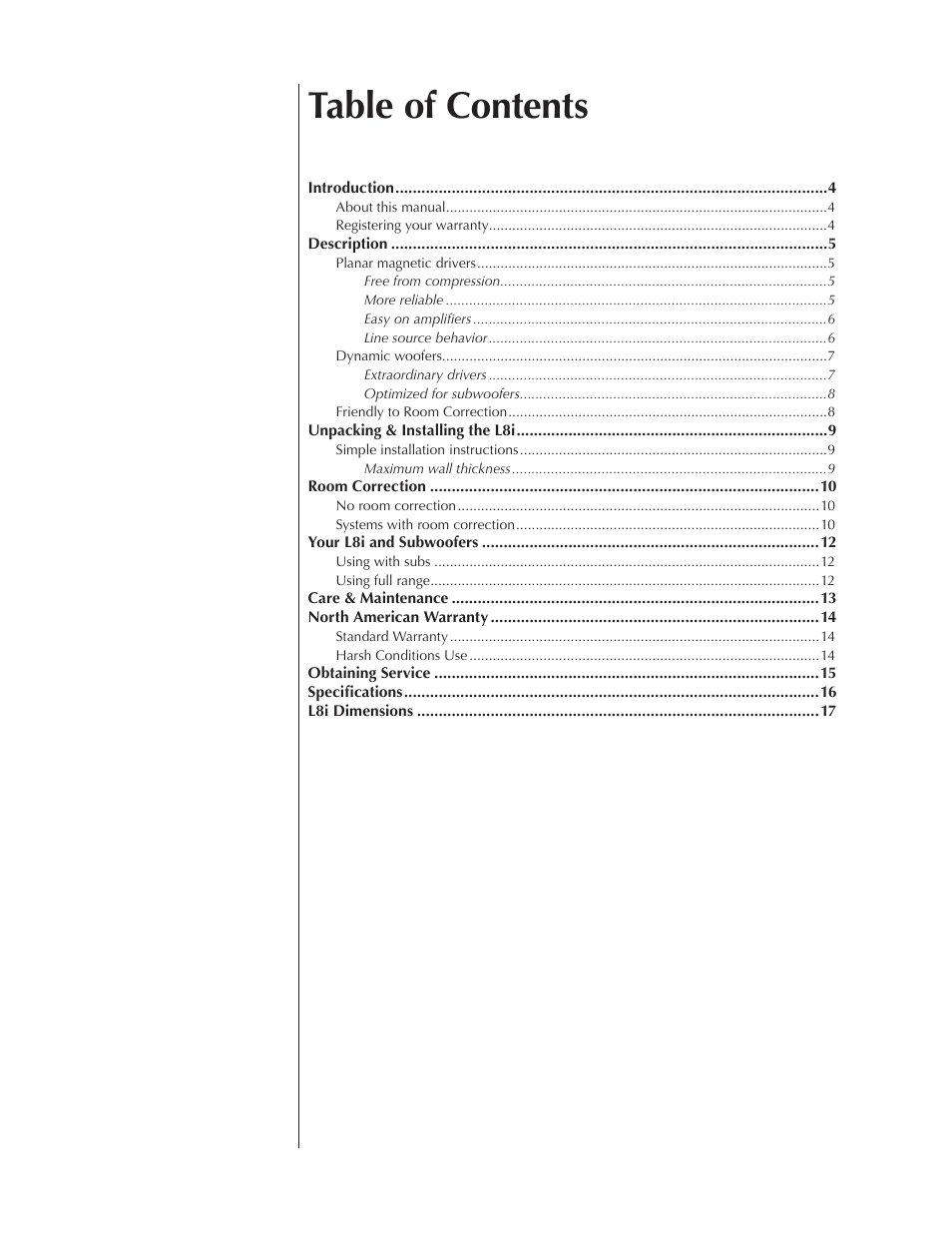 Wisdom Audio Insight Series L8i User Manual | Page 2 / 18