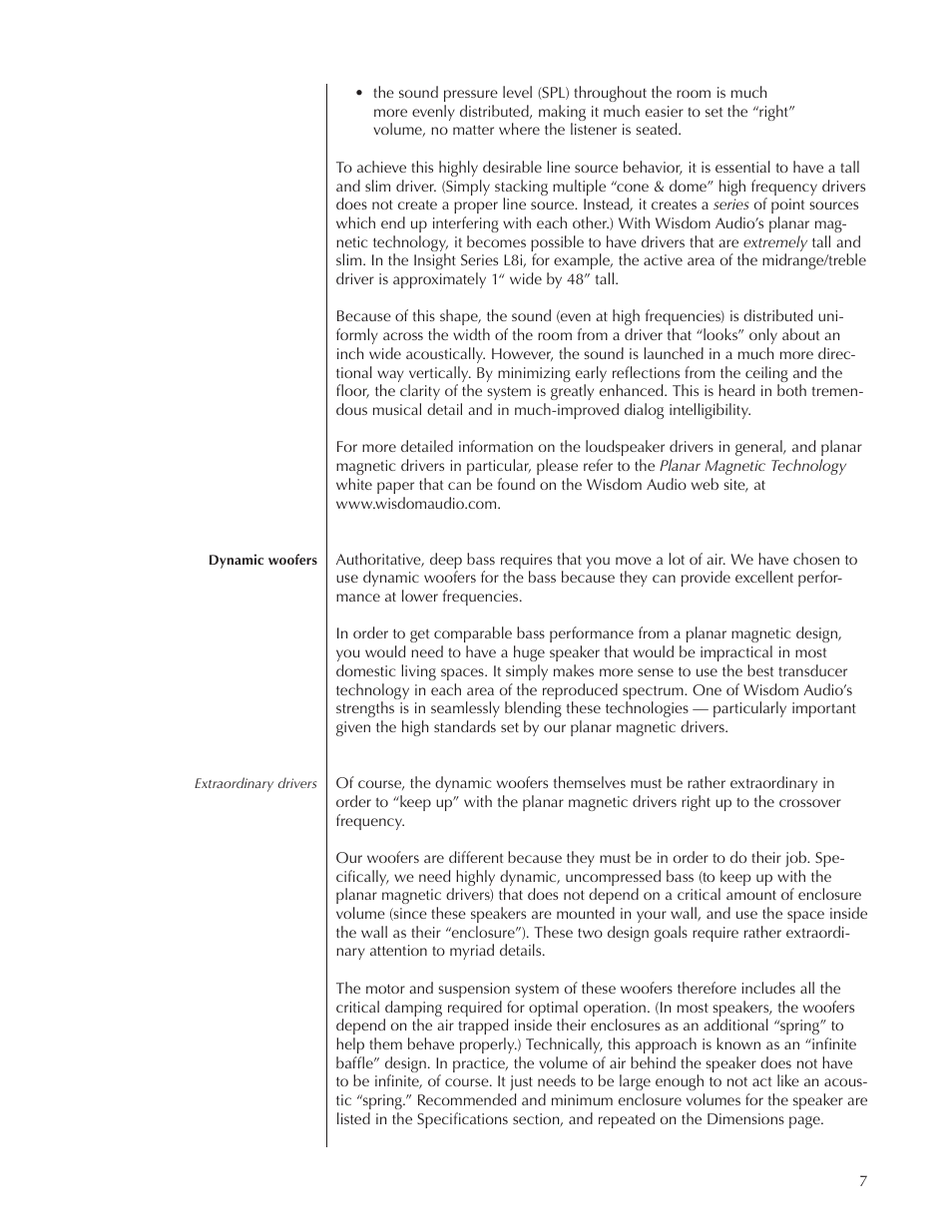 Wisdom Audio Insight Series L8i User Manual | Page 7 / 18