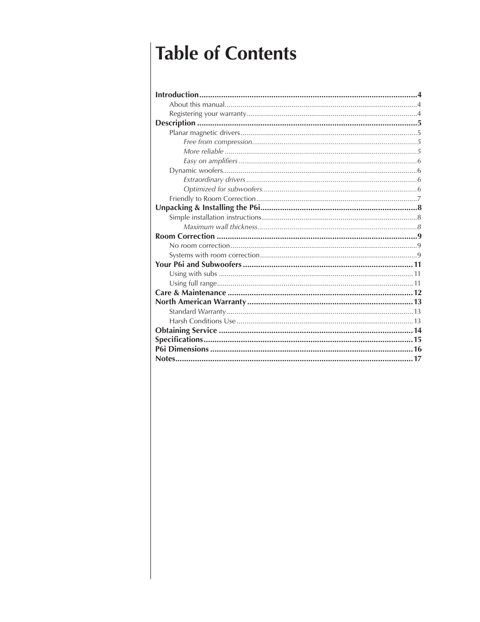 Wisdom Audio Insight Series P6i User Manual | Page 2 / 18
