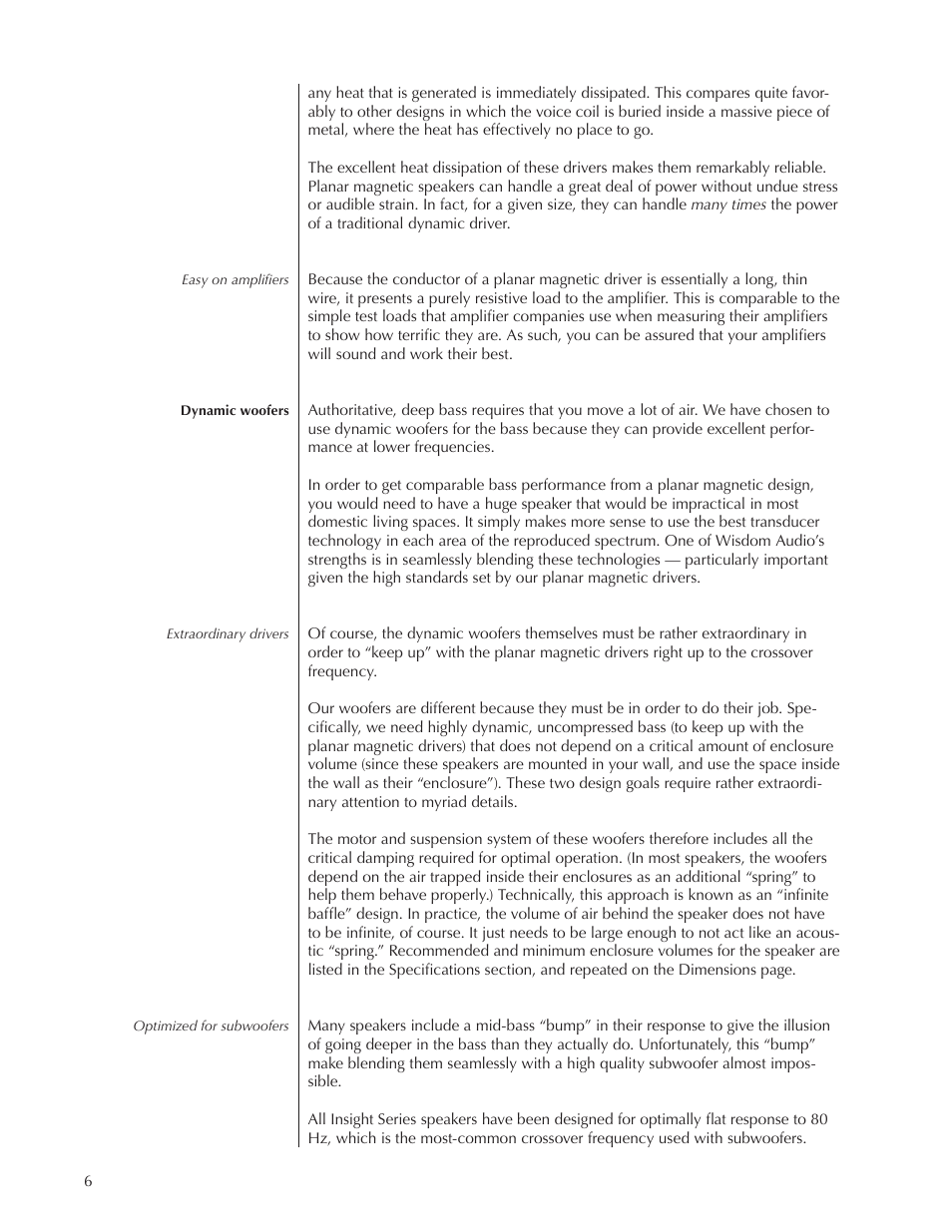 Wisdom Audio Insight Series P6i User Manual | Page 6 / 18