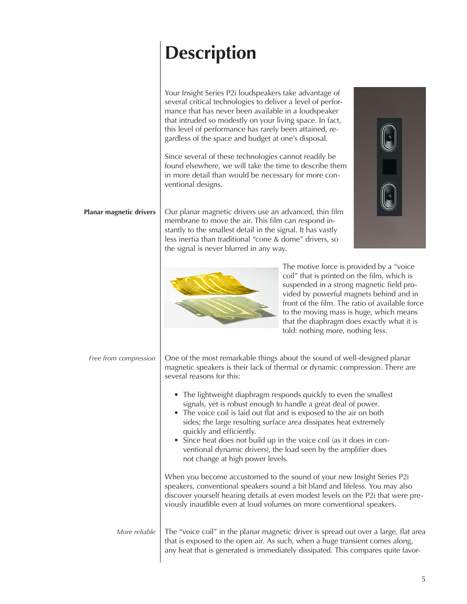 Description | Wisdom Audio Insight Series P2i User Manual | Page 5 / 18