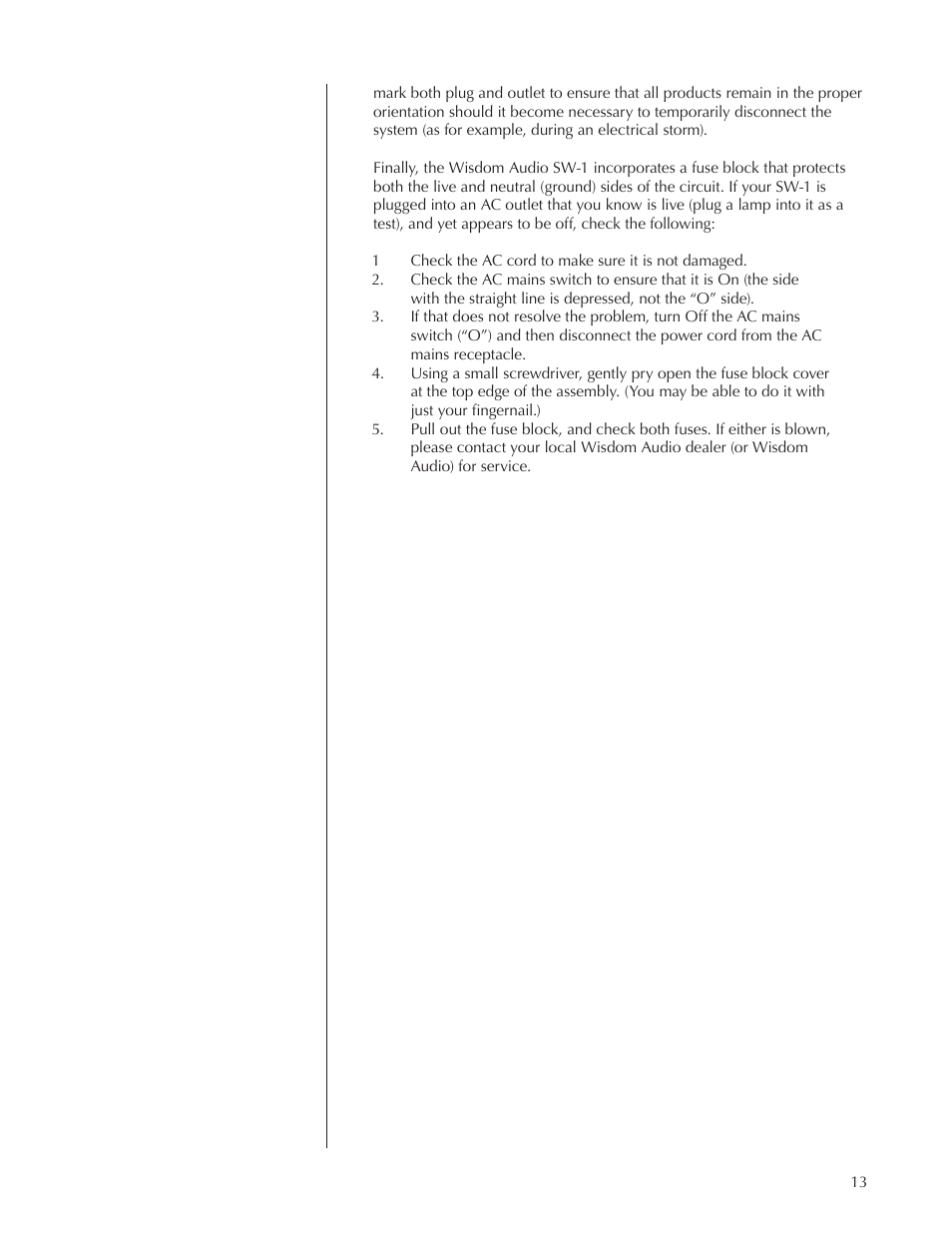 Wisdom Audio Series SW-1 User Manual | Page 13 / 20