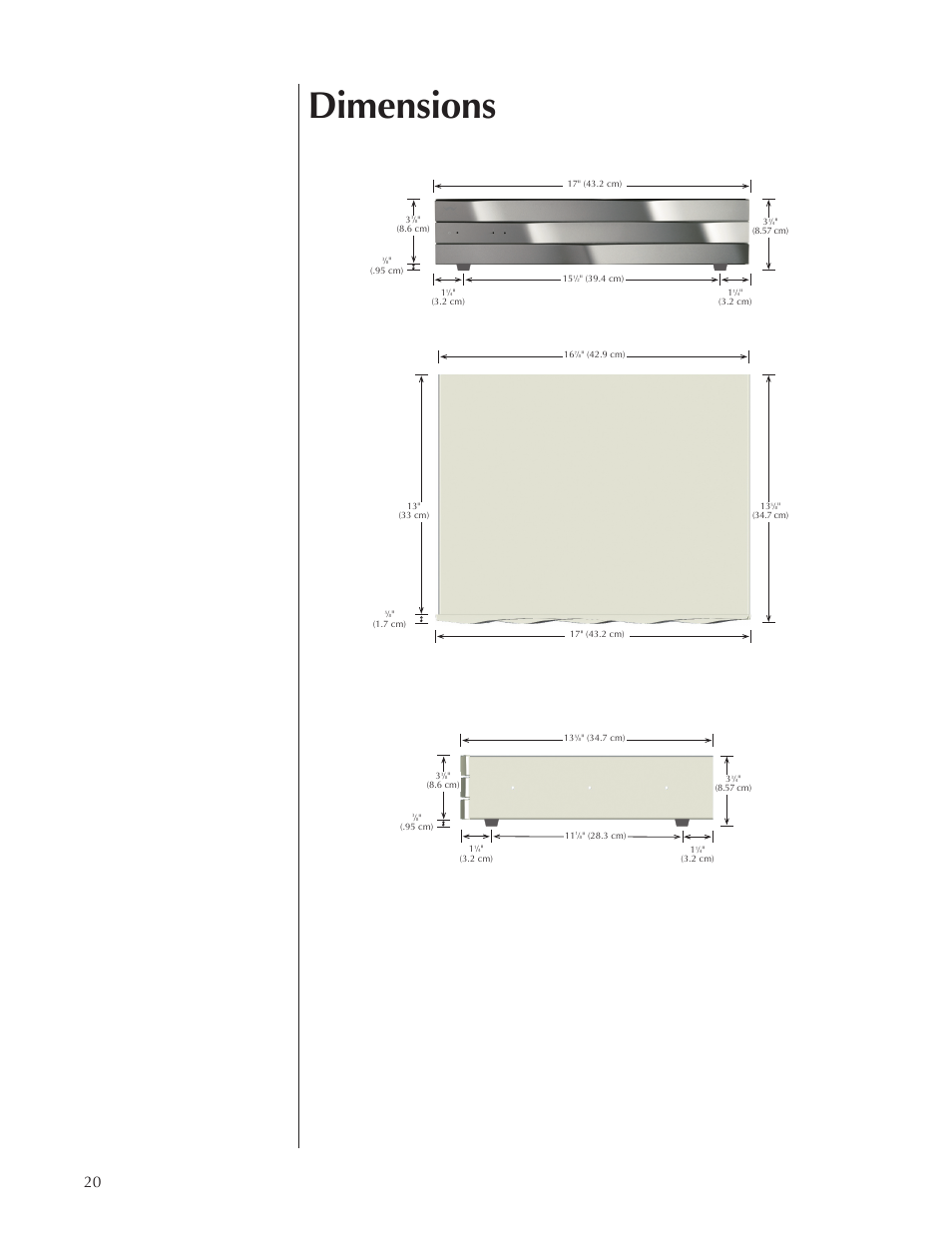 Dimensions | Wisdom Audio Series SA-2 User Manual | Page 20 / 22