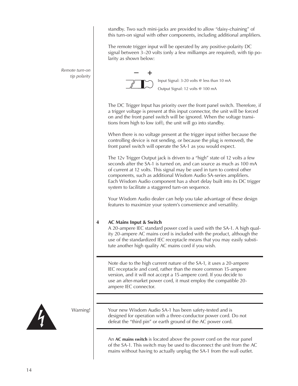 Wisdom Audio Series SA-1 User Manual | Page 14 / 22
