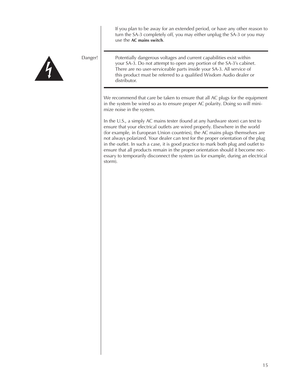 Wisdom Audio Series SA-3 User Manual | Page 15 / 22