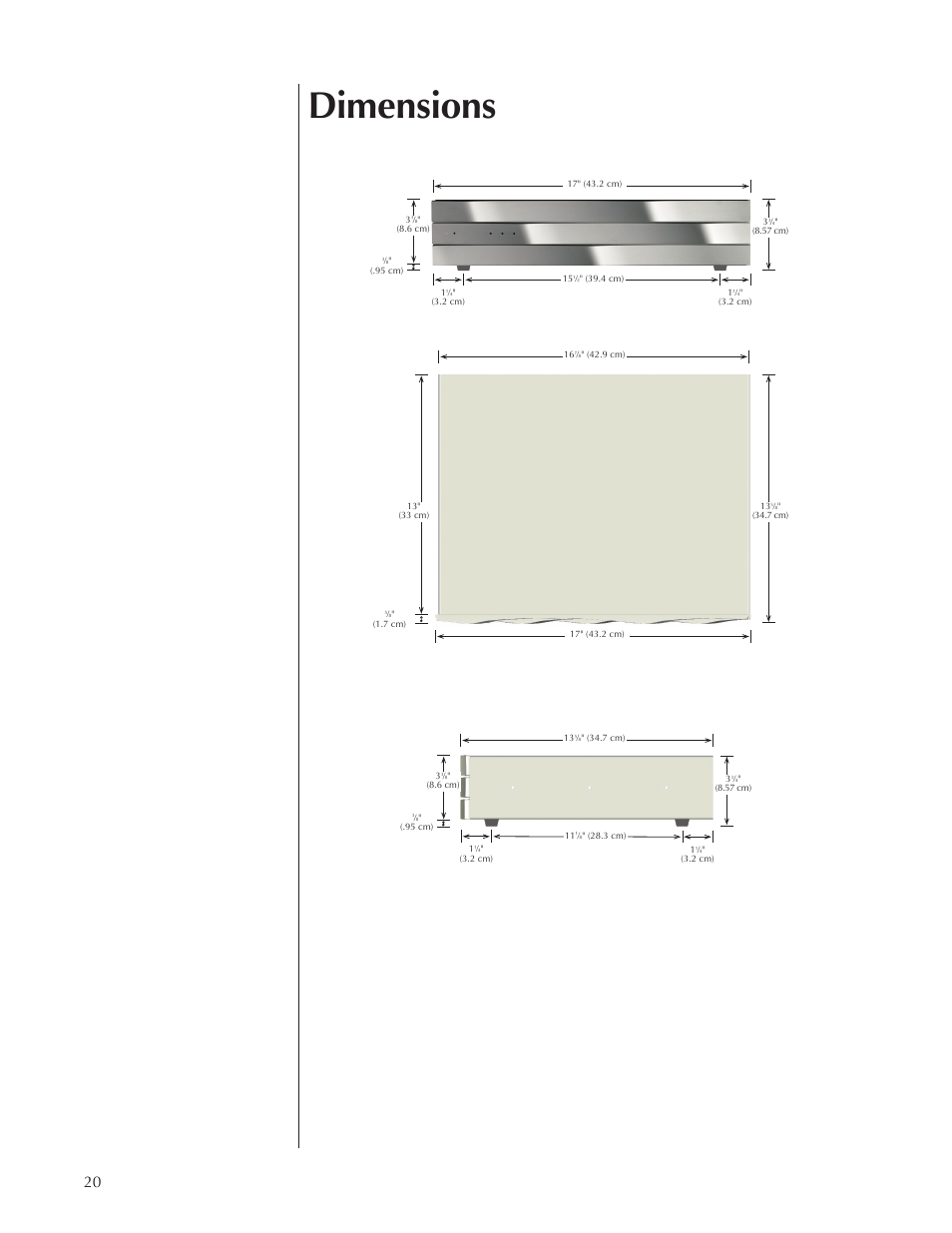 Dimensions | Wisdom Audio Series SA-3 User Manual | Page 20 / 22