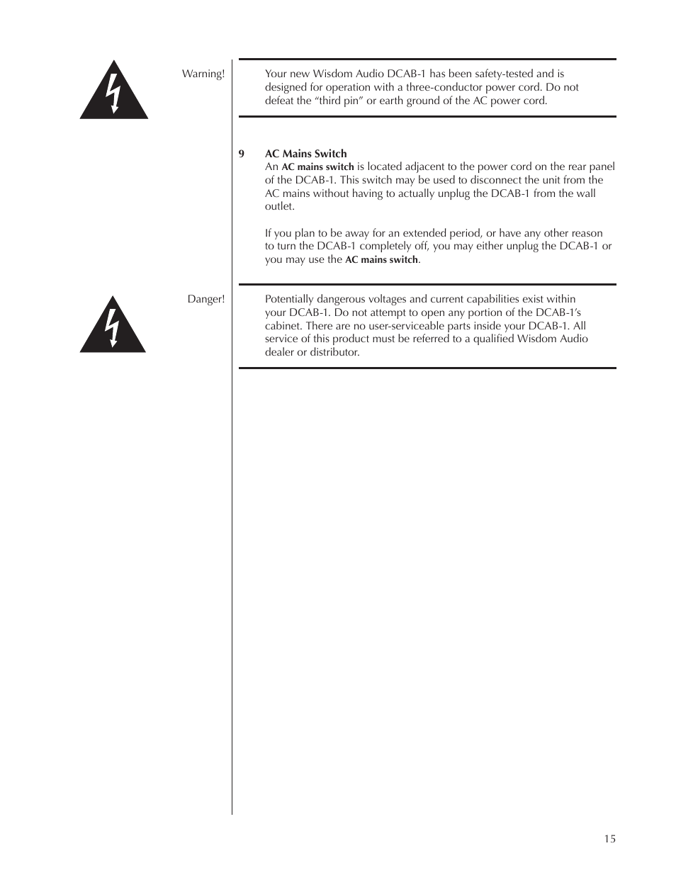 Wisdom Audio DCAB-1 User Manual | Page 15 / 42