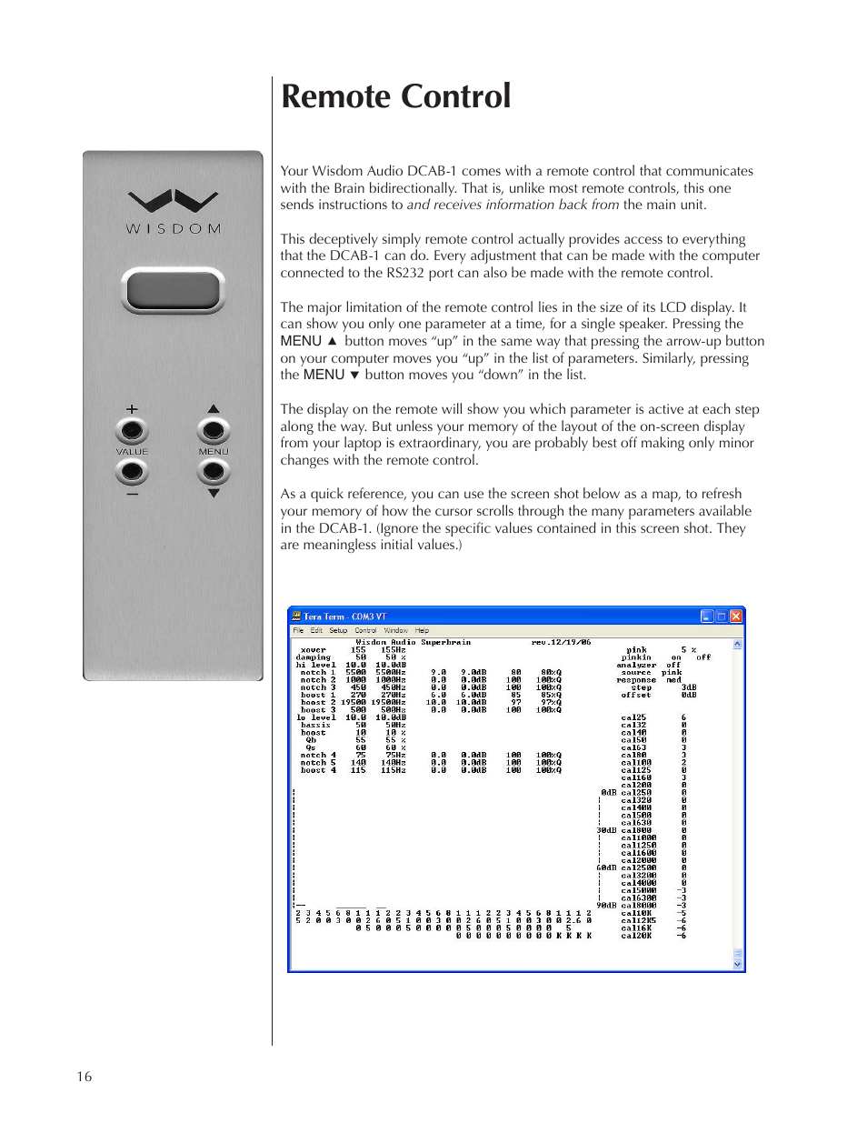 Remote control | Wisdom Audio DCAB-1 User Manual | Page 16 / 42