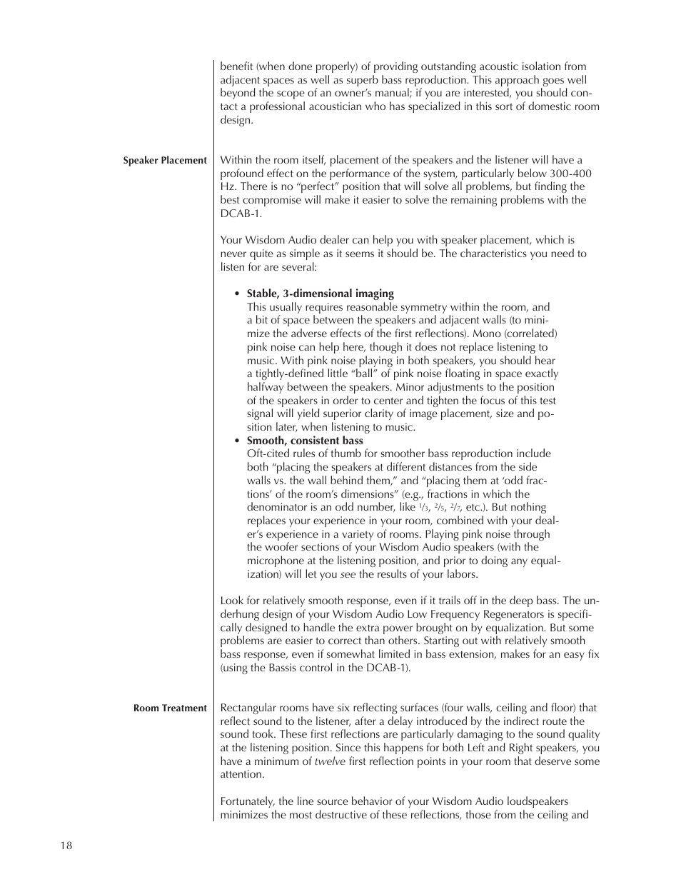 Wisdom Audio DCAB-1 User Manual | Page 18 / 42