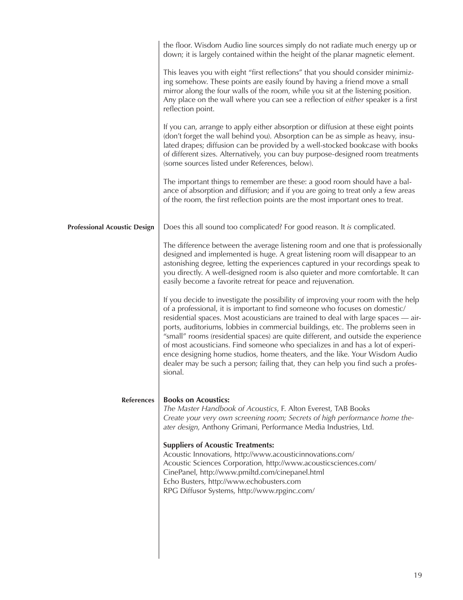 Wisdom Audio DCAB-1 User Manual | Page 19 / 42