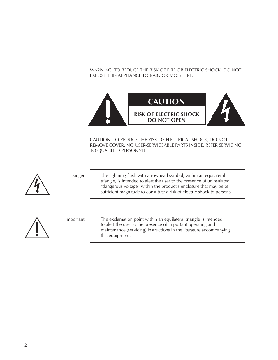 Caution | Wisdom Audio DCAB-1 User Manual | Page 2 / 42
