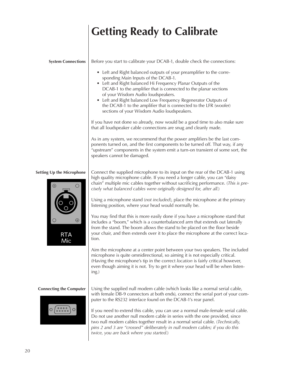 Getting ready to calibrate | Wisdom Audio DCAB-1 User Manual | Page 20 / 42