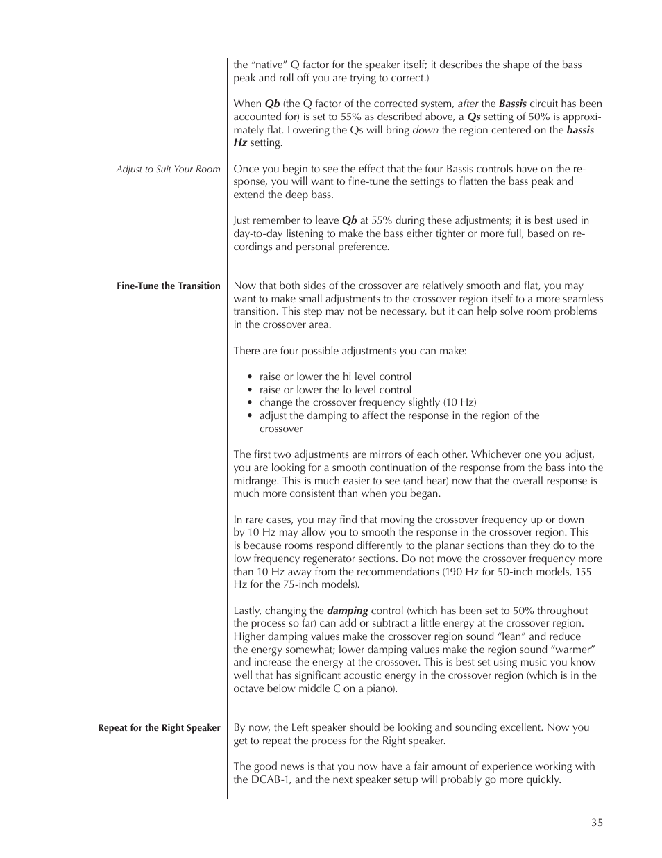 Wisdom Audio DCAB-1 User Manual | Page 35 / 42