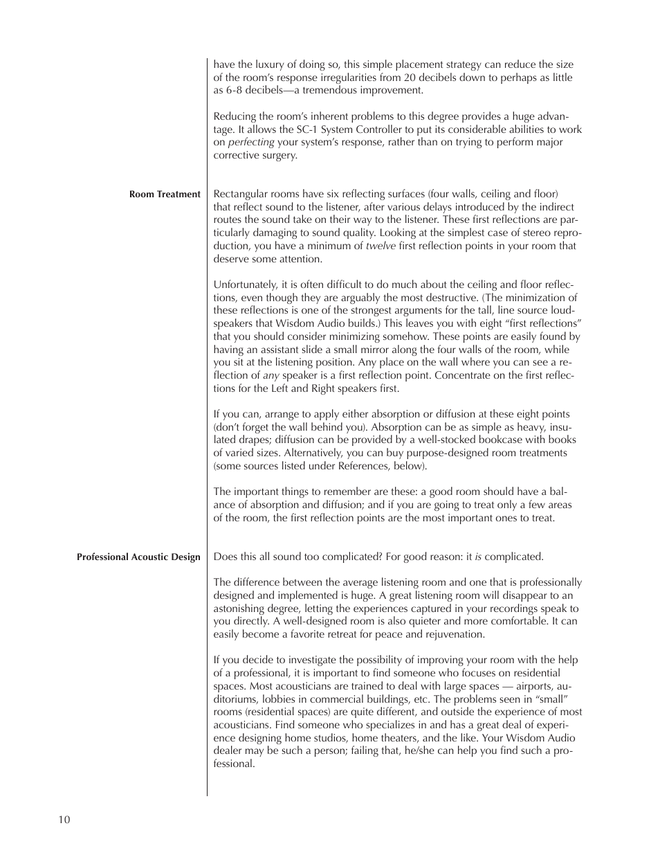 Wisdom Audio Wisdom & Sage Series STS User Manual | Page 10 / 20