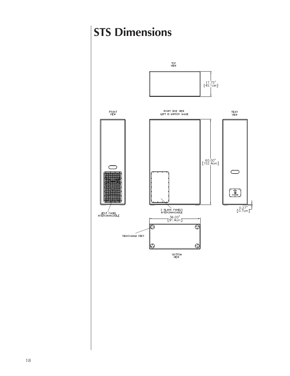 Sts dimensions | Wisdom Audio Wisdom & Sage Series STS User Manual | Page 18 / 20