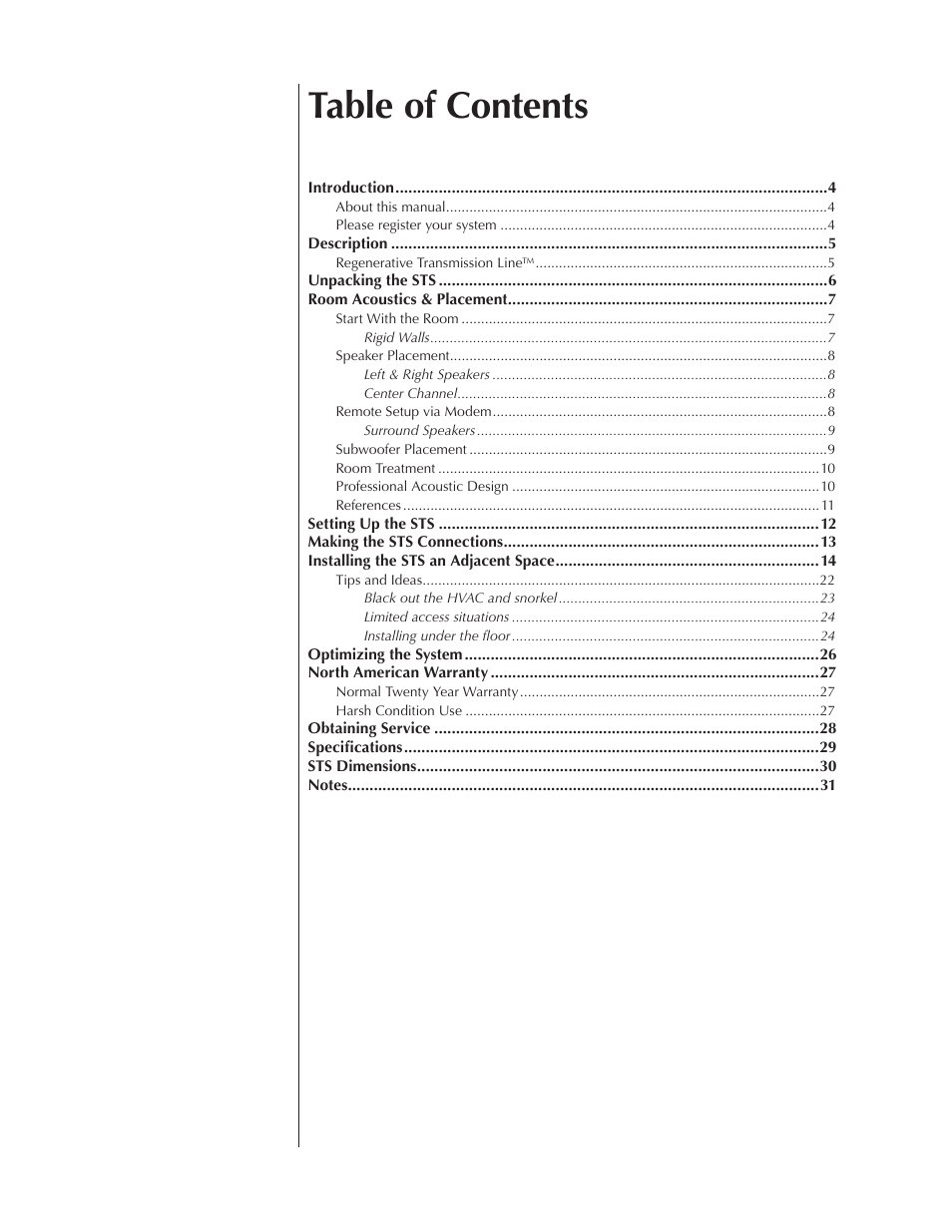 Wisdom Audio Wisdom & Sage Series STS User Manual | Page 2 / 20