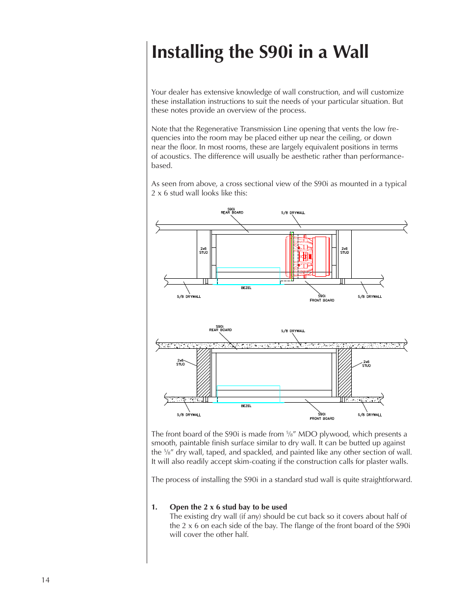 Installing the s90i in a wall | Wisdom Audio Series S90i User Manual | Page 14 / 36