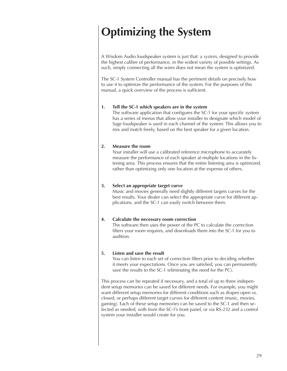 Optimizing the system | Wisdom Audio Series S90i User Manual | Page 29 / 36