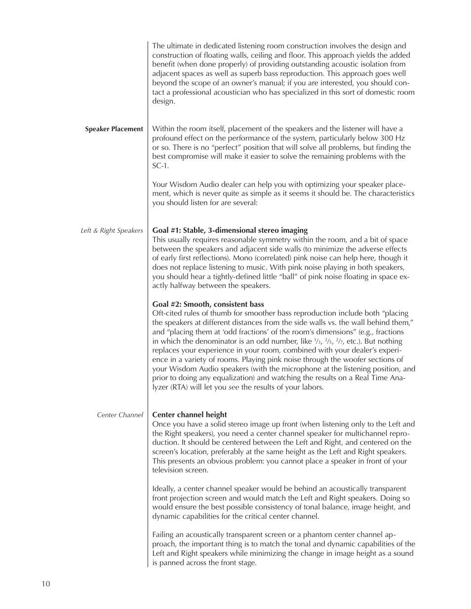 Wisdom Audio Series SCS User Manual | Page 10 / 26