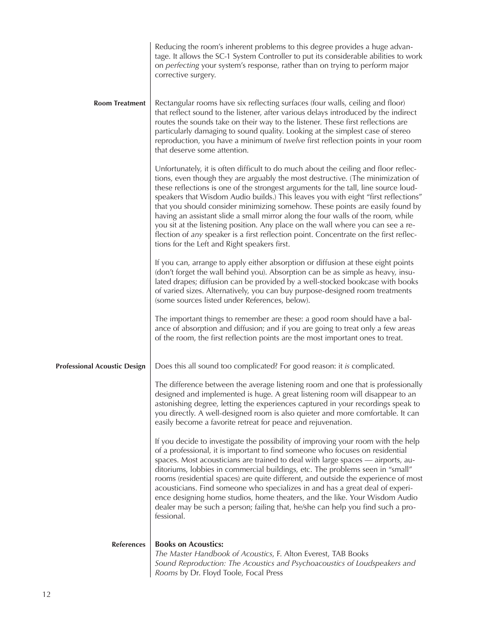 Wisdom Audio Series SCS User Manual | Page 12 / 26