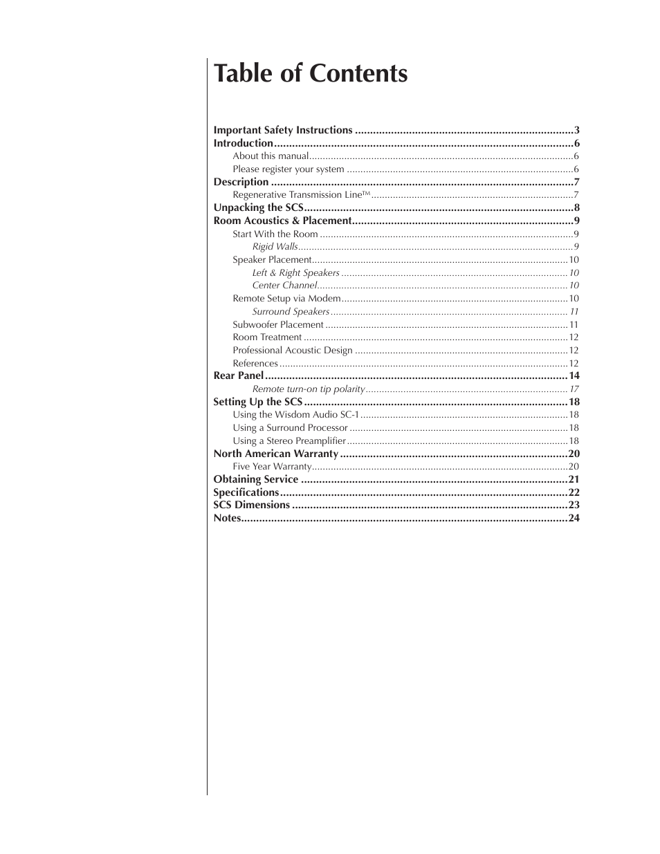 Wisdom Audio Series SCS User Manual | Page 4 / 26