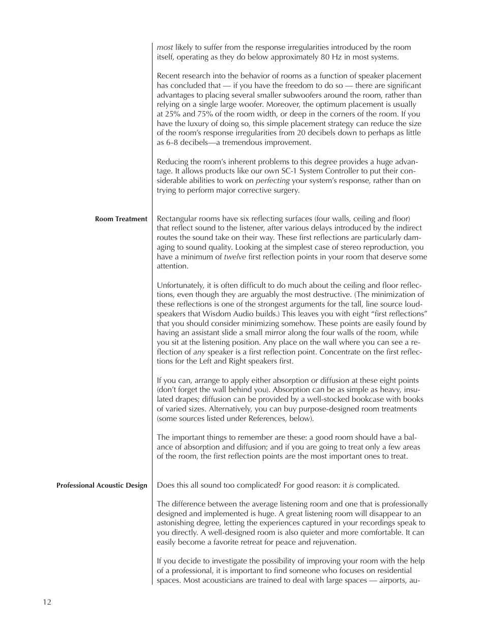 Wisdom Audio Series SAS User Manual | Page 12 / 22