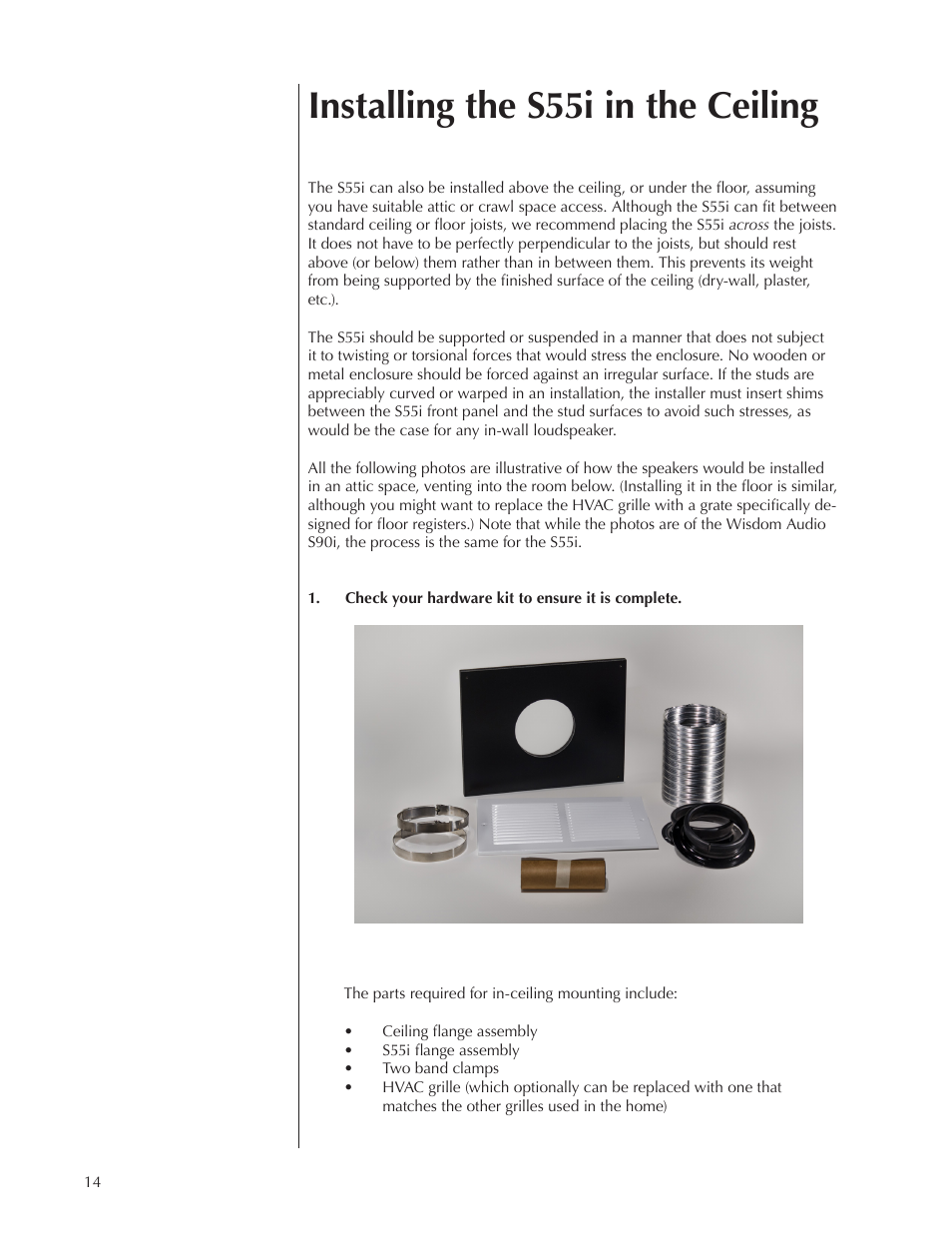 Installing the s55i in the ceiling | Wisdom Audio Series S55i User Manual | Page 14 / 32