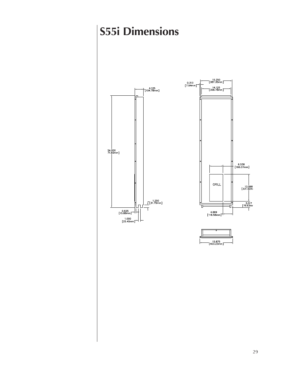 S55i dimensions | Wisdom Audio Series S55i User Manual | Page 29 / 32