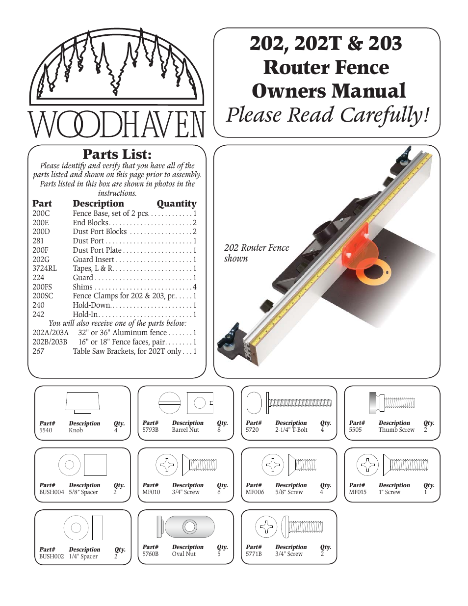 Woodhaven 202-203: Router Fence User Manual | 4 pages