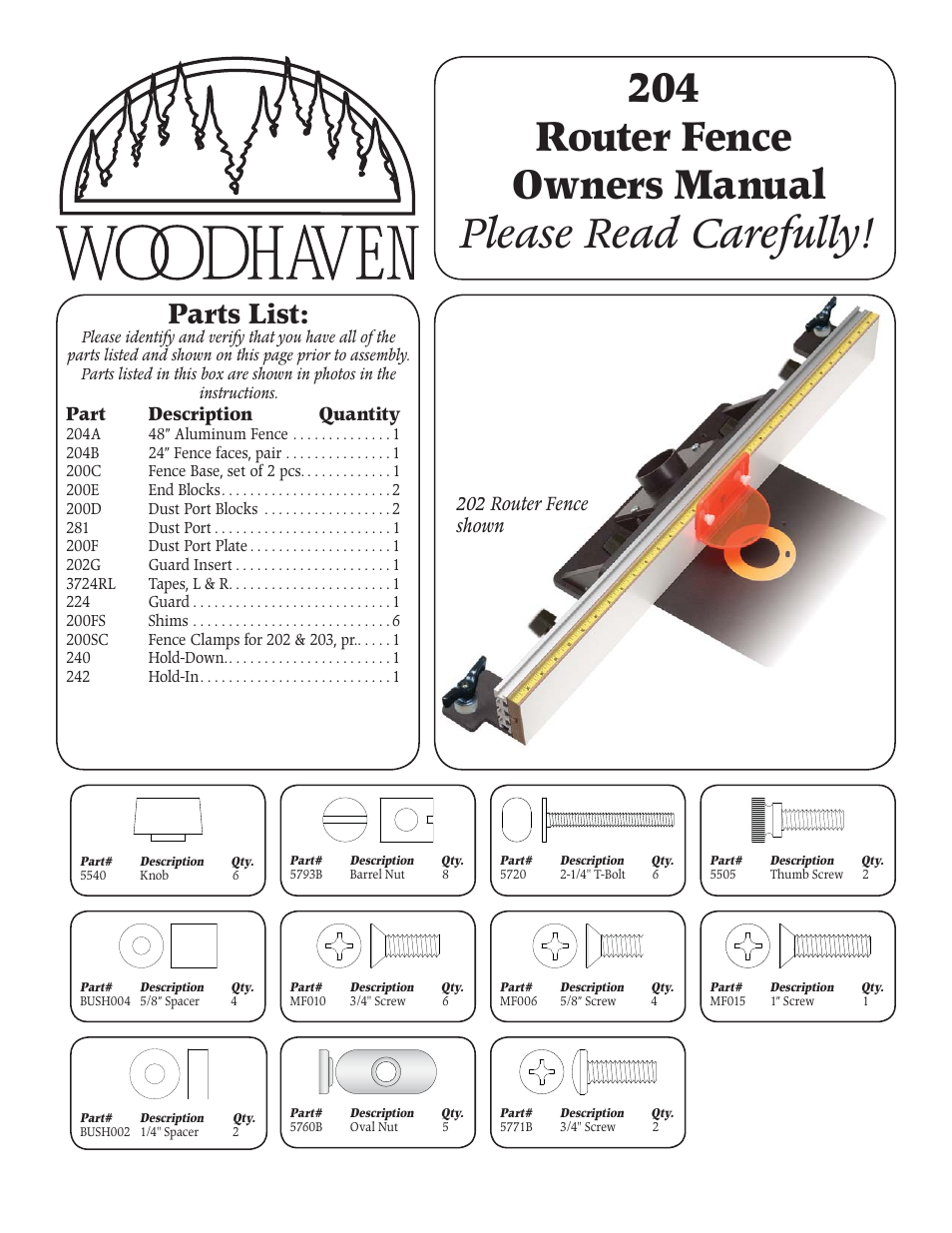 Woodhaven 204: Router Fence User Manual | 4 pages