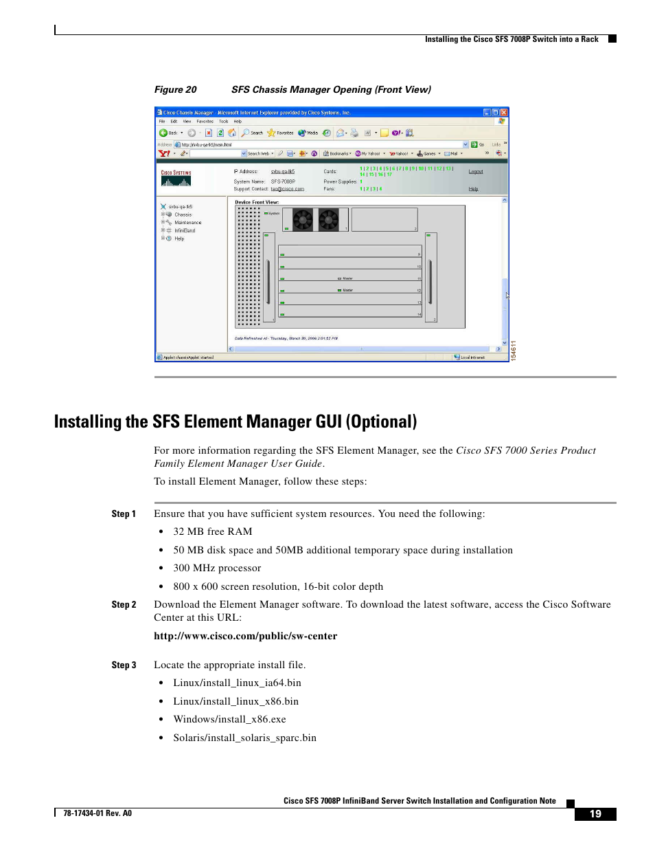 Installing the sfs element manager gui (optional) | Cisco SFS 7008P User Manual | Page 19 / 34