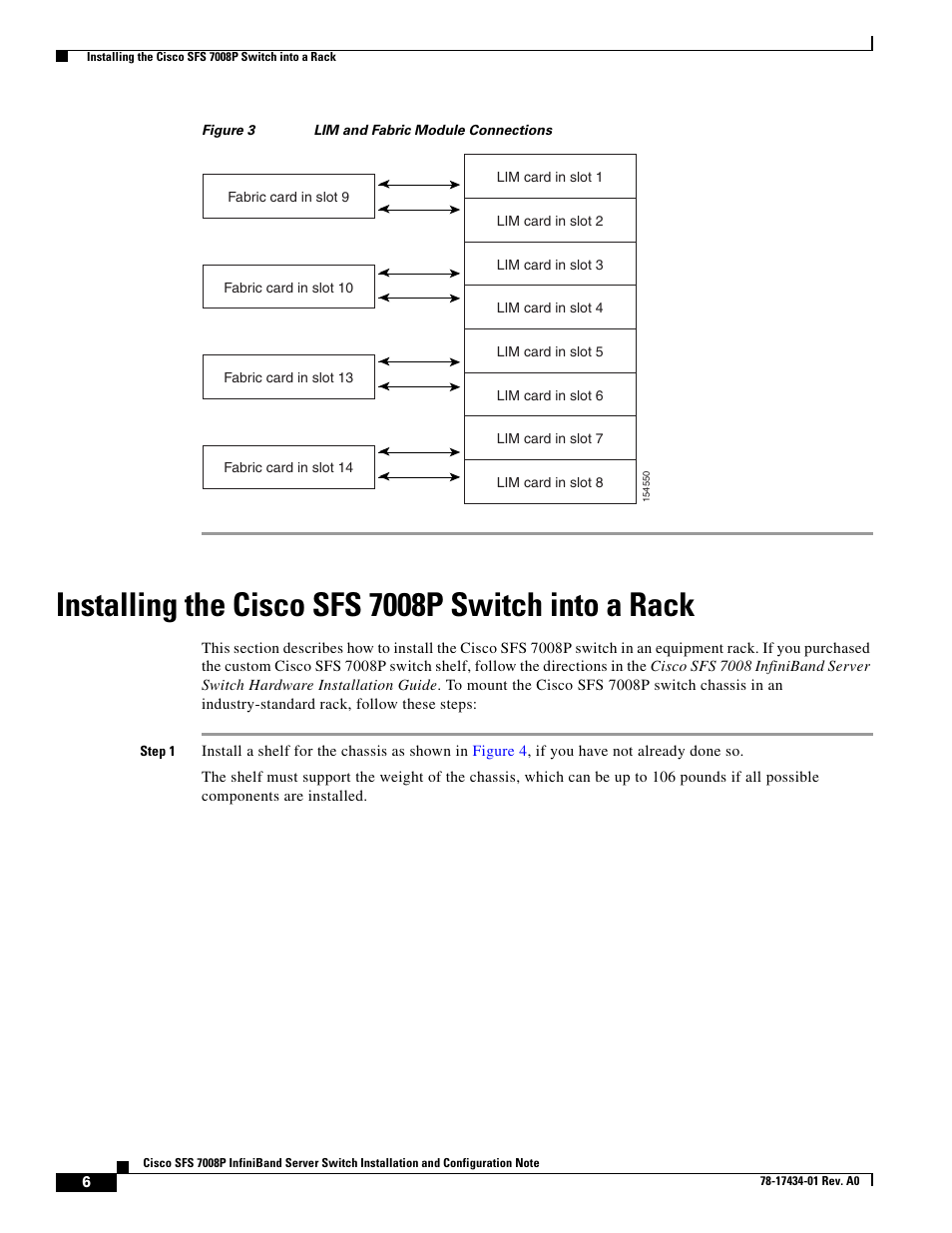 Installing the cisco sfs 7008p switch into a rack, Figure 3 | Cisco SFS 7008P User Manual | Page 6 / 34