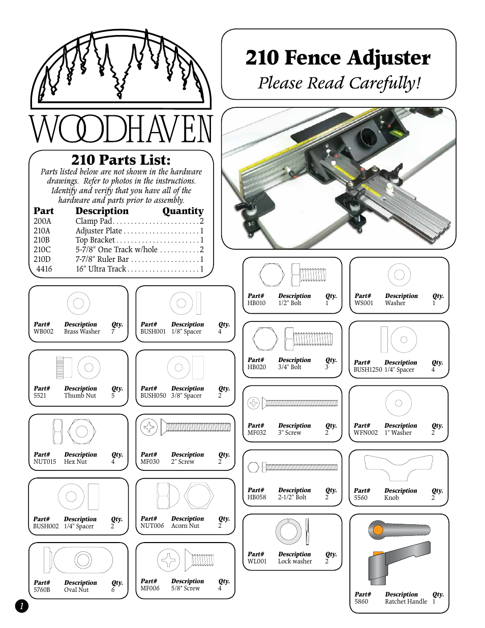 Woodhaven 210: Linear Router Fence Adjuster User Manual | 4 pages