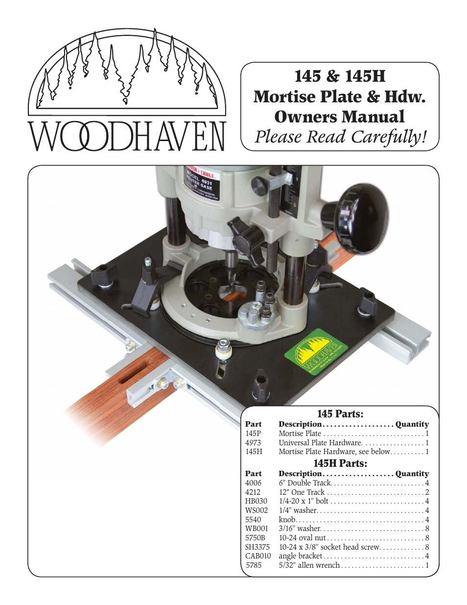 Woodhaven Mortising Plate & Hardware User Manual | 2 pages
