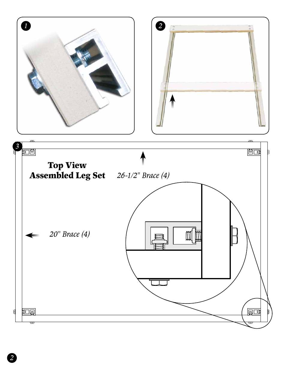 Top view assembled leg set | Woodhaven 360: Aluminum Table Stand User Manual | Page 2 / 2