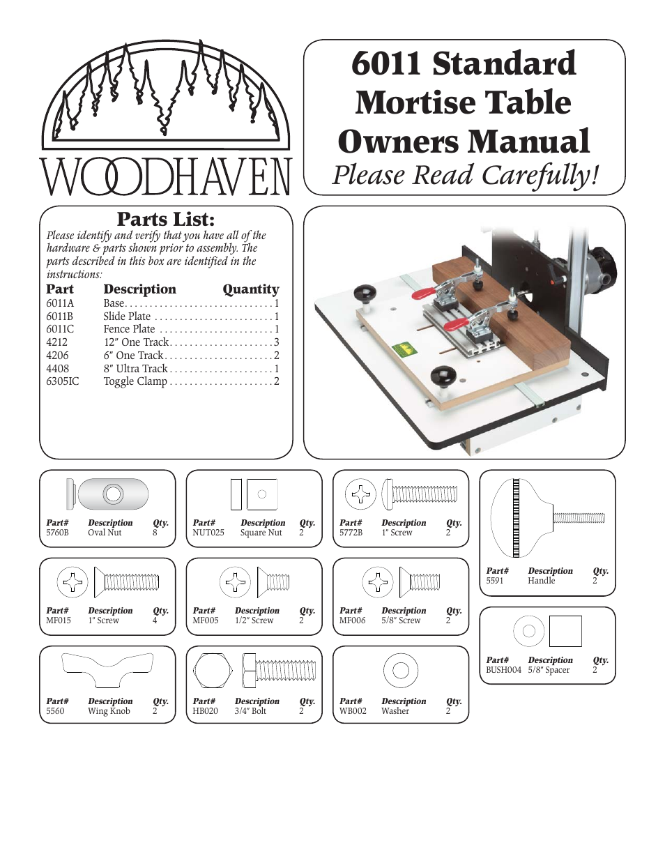 Woodhaven 6011: Standard Mortise Table User Manual | 4 pages