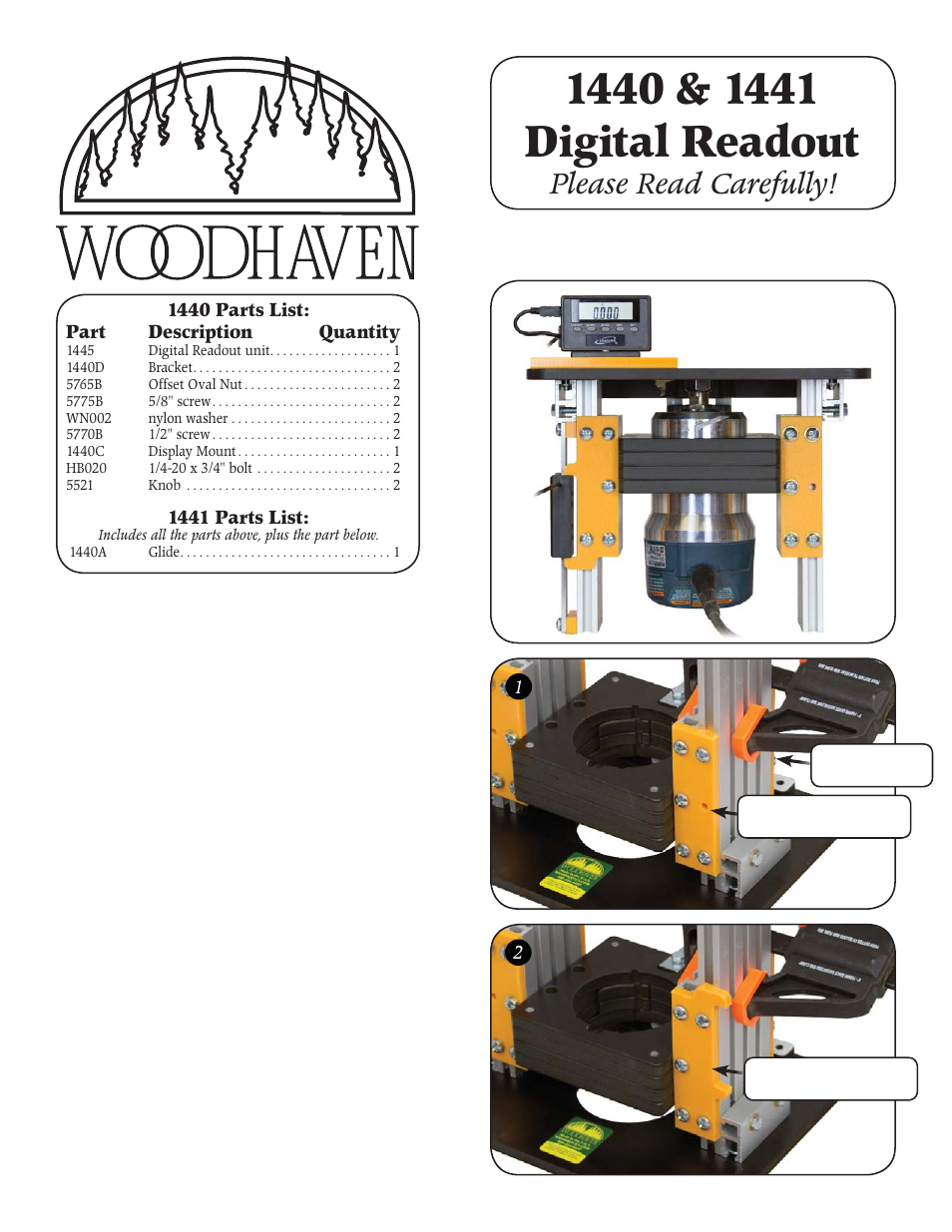 Woodhaven 1440-1441: Digital Readout Kit for EZ Lift User Manual | 2 pages