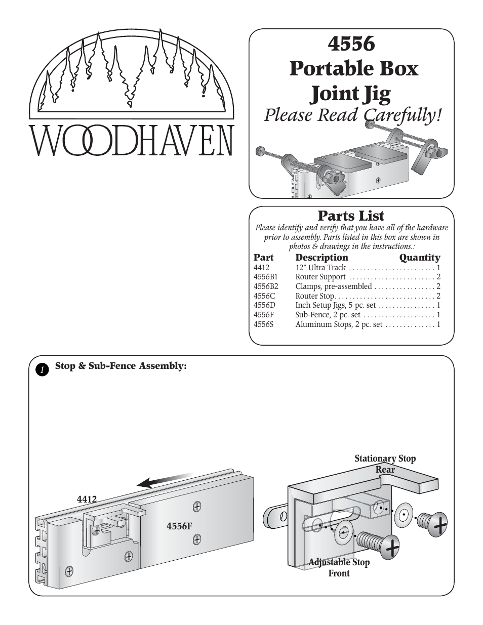 Woodhaven 4556: Portable Box Joint Jig User Manual | 4 pages