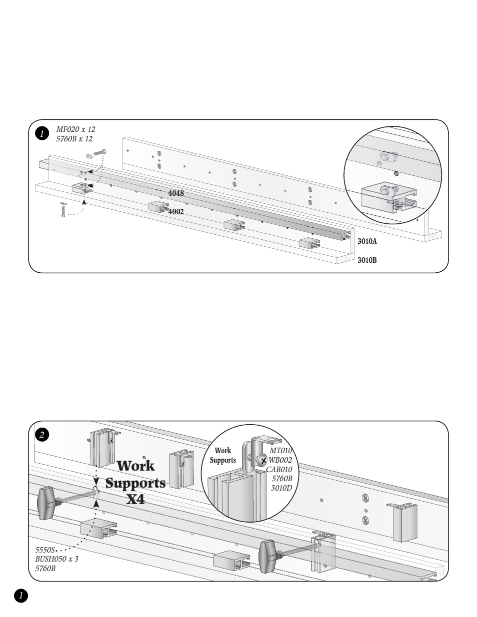 Work supports x4 | Woodhaven 3010: Rail Kit User Manual | Page 2 / 4