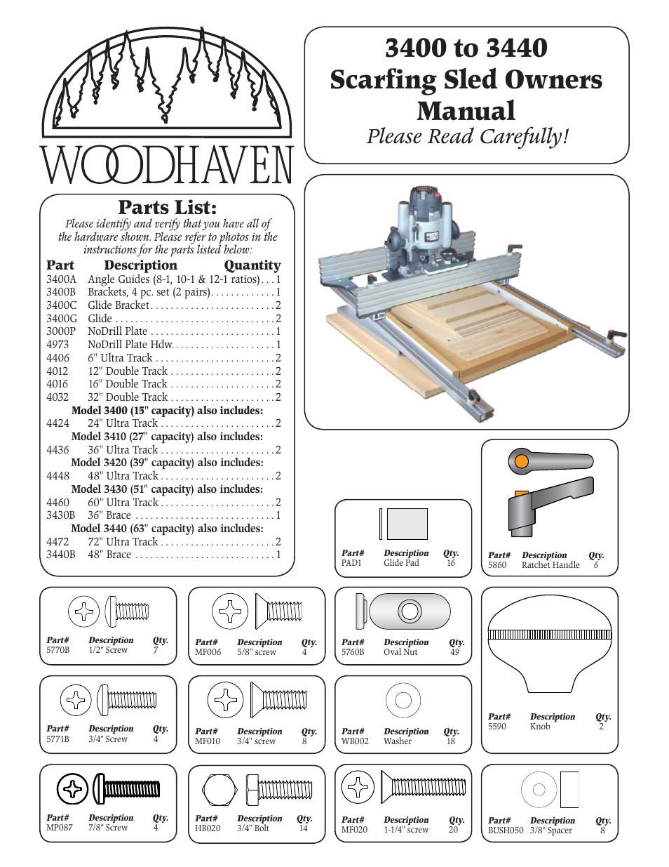 Woodhaven 3400-3440: Scarfing Sleds User Manual | 7 pages