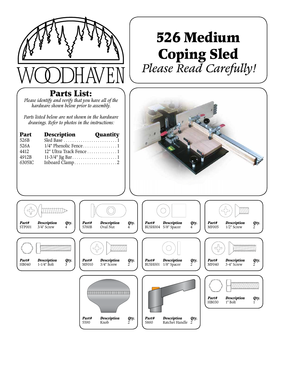 Woodhaven 526: Medium Coping Sled User Manual | 4 pages