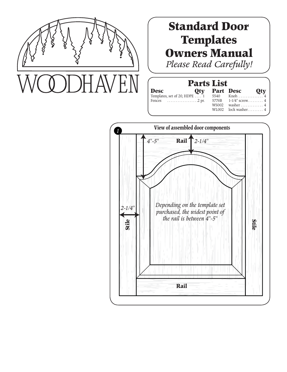 Woodhaven Standard User Manual | 2 pages