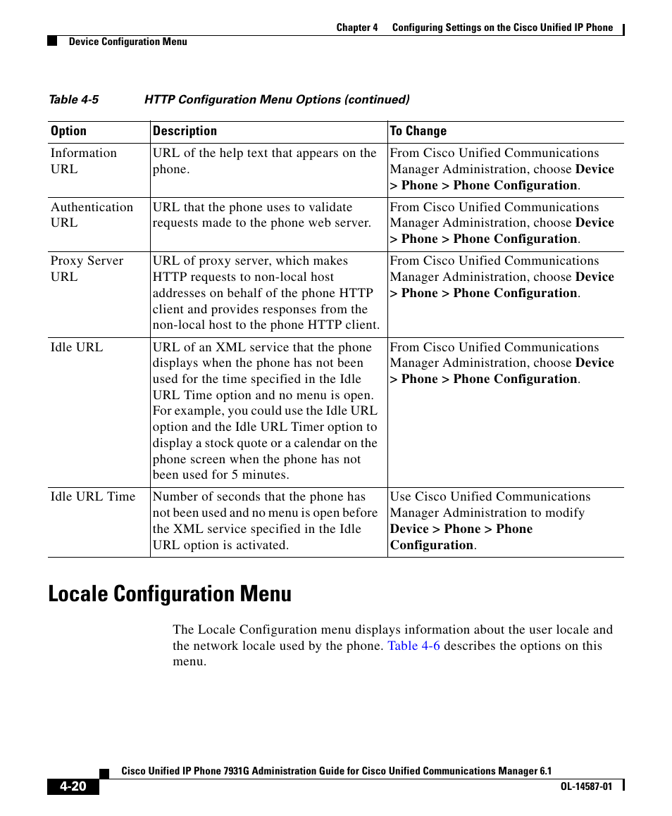 Locale configuration menu | Cisco 7931G User Manual | Page 20 / 44