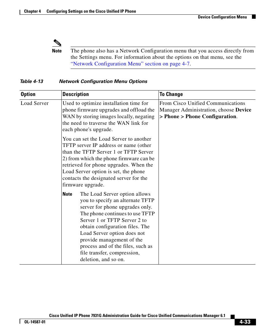 Table 4-13, Descr | Cisco 7931G User Manual | Page 33 / 44