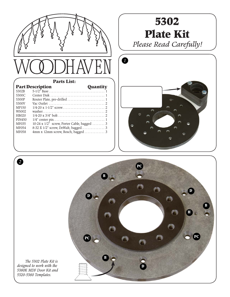 Woodhaven 5302: 5-1/2" Plate Kit User Manual | 2 pages