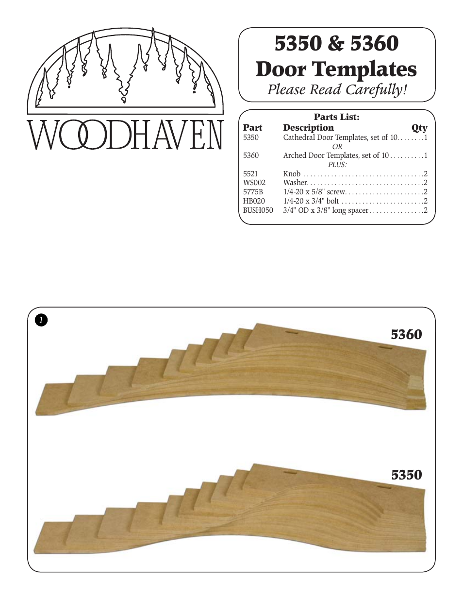 Woodhaven 5350-5360: MDF Door Templates User Manual | 2 pages