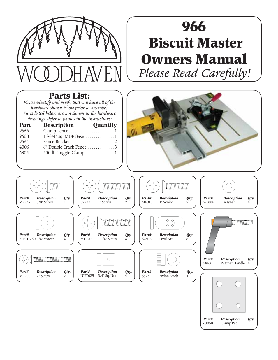 Woodhaven 966: Biscuit Master User Manual | 4 pages