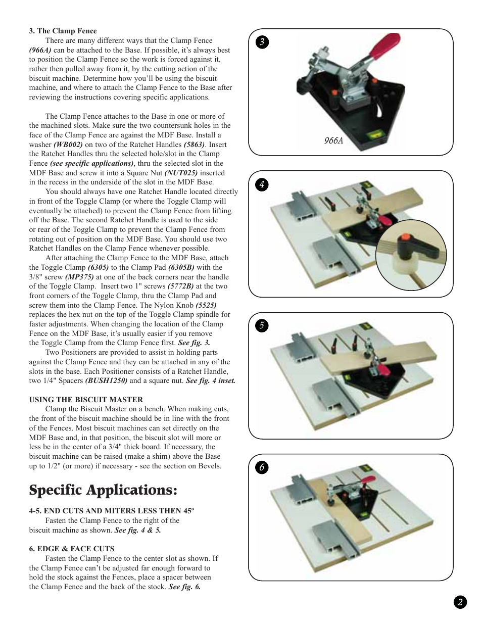 Specific applications | Woodhaven 966: Biscuit Master User Manual | Page 3 / 4